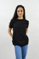 Bavlnené tričko s visačkou na rukáve, čierne 1 | Ženy | benatki.com