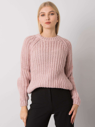 Vlnený sveter, svetloružový